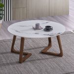 FLOW Dia90cm Sintered Stone Coffee Table-Walnut - Image 2