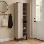 EVERETT 2 Door High Shoe Cabinet-Light Oak