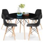 DORIS D79CM 4 Seater Round Dining Set-Black - Image 2