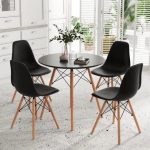 DORIS D79CM 4 Seater Round Dining Set-Black