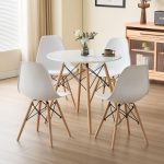 DORIS D79CM 4 Seater Round Dining Set-White