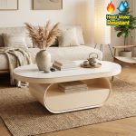 ELENA 130cm Sintered Stone Coffee Table-Cream