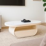 ELENA 130cm Sintered Stone Coffee Table-Cream - Image 2