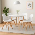 JAXON 4 Seater Round Dining Set-White