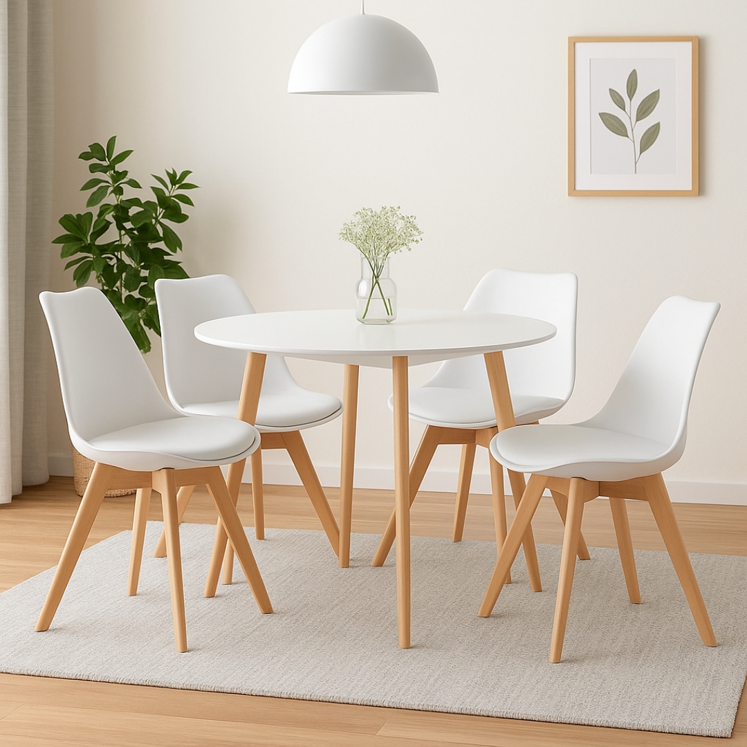 JAXON 4S RD-1 JAXON 4 Seater Round Dining Set-White - Image 1