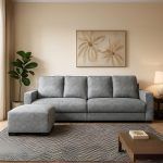 LETICE 4 Seater Sofa With Foot Stool-Marble Grey