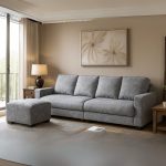 LETICE 4 Seater Sofa With Foot Stool-Marble Grey - Image 2