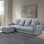 LETICE 4 Seater Sofa With Foot Stool-Marble Grey - Image 4