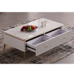 LOLLY 120cm Ceramic Top Flutter Coffee Table-White - Image 2