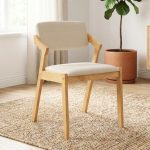 MIDNA Wooden Dining Chair-Cream Cushion