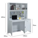 MILYA 120cm Study Desk With Hutch-White - Image 3