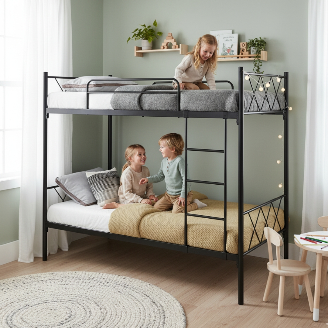 MOE BUNK MAIN MOE Single Size Metal Bunk Bed Double Decker-Black - Image 1