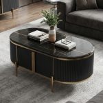 MARYON 130cm Marble Top With Flutter Coffee Table-Black