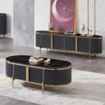 MARYON 200cm Marble Top With Flutter TV Cabinet-Black - Image 3