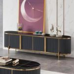 MARYON 200cm Marble Top With Flutter TV Cabinet-Black - Image 2