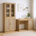 NOKA 4 Door Bookcase-Rattan Oak - Image 10