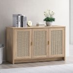 NOKA 120cm 3 Door Sideboard-Rattan Oak