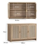 NOKA 120cm 3 Door Sideboard-Rattan Oak - Image 5