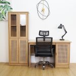 NOKA 4 Door Bookcase-Rattan Oak - Image 9