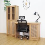 NOKA 4 Door Bookcase-Rattan Oak - Image 11