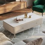 PEIGI 120cm Ceramic Top Flutter Coffee Table
