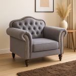 POLGARA 123 Seater Chesterfield Sofa-Grey - Image 3