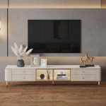 PEIGI 200cm Ceramic Top Flutter TV Cabinet-White