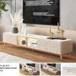 PEIGI 200cm Ceramic Top Flutter TV Cabinet-White - Image 2