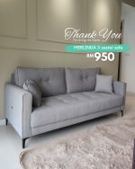 MERLINDA 3 Seater Pet Friendly Sofa-Grey - Image 12