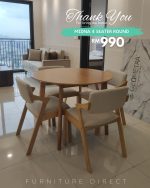 MIDNA 4 Seater Round Dining Set-Cream Cushion - Image 13