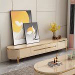 90583-HCBE/GD 200cm Hall Cabinet - Beige / Gold