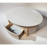 90915 Oval Shaped Ceramic Top Coffee Table-White - Image 2