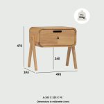 AGOS Wooden Bedside Table-Natural - Image 7