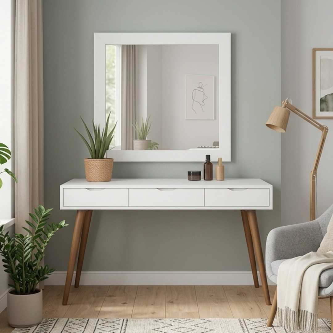 BLANCO SET-124029-2 BLANCO 120cm Dressing Table Set-White - Image 1