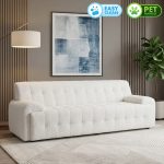 BORIS 3 Seater Pet Friendly Sofa-White Fleece
