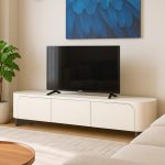 HILDA 200/240cm Rounded Corners TV Cabinet-White - Image 3