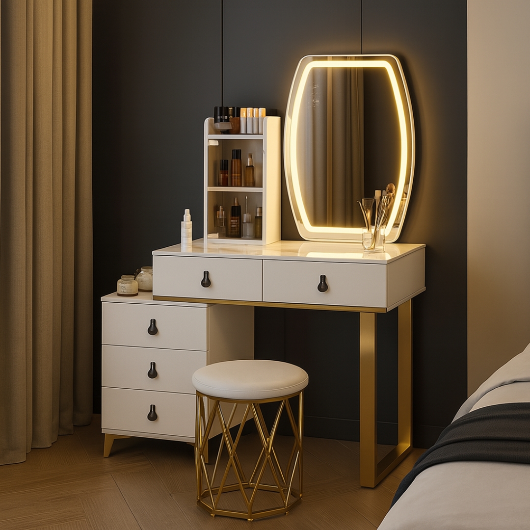 DSCC 609 MCKAY-1 MCKAY LED Mirror Dressing Table Set - Image 1