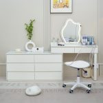 KURSK Glass Top LED Mirror Expandable Dressing Table Set - Image 6