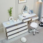KURSK Glass Top LED Mirror Expandable Dressing Table Set - Image 10