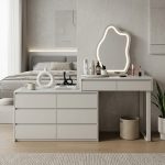 KURSK Glass Top LED Mirror Expandable Dressing Table