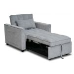 LEAH 1 Seater Easy Clean Fabric Sofa Bed-Grey - Image 3