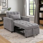 LEAH 1 Seater Easy Clean Fabric Sofa Bed-Grey