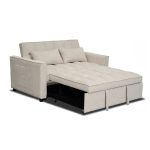 LEAH 2 Seater Easy Clean Fabric Sofa Bed-Beige - Image 3