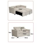 LEAH 2 Seater Easy Clean Fabric Sofa Bed-Beige - Image 5