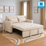 LEAH 2 Seater Easy Clean Fabric Sofa Bed-Beige