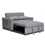 LEAH 2 Seater Easy Clean Fabric Sofa Bed-Grey - Image 5