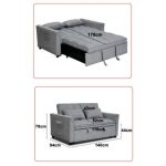 LEAH 2 Seater Easy Clean Fabric Sofa Bed-Grey - Image 4