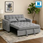 LEAH 2 Seater Easy Clean Fabric Sofa Bed-Grey