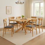 MARLU 180cm 6 Seater Dining Set-Natural