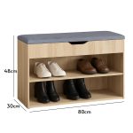 RUKI 80cm Storage Shoe Bench-Oak - Image 3